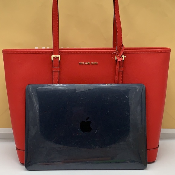 MICHAEL KORS JET SET TRAVEL LARGE TOP ZIP SHOULDER TOTE FLAME COLOR - Picture 11 of 14